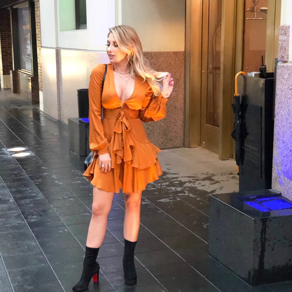 Gold long sleeve dress